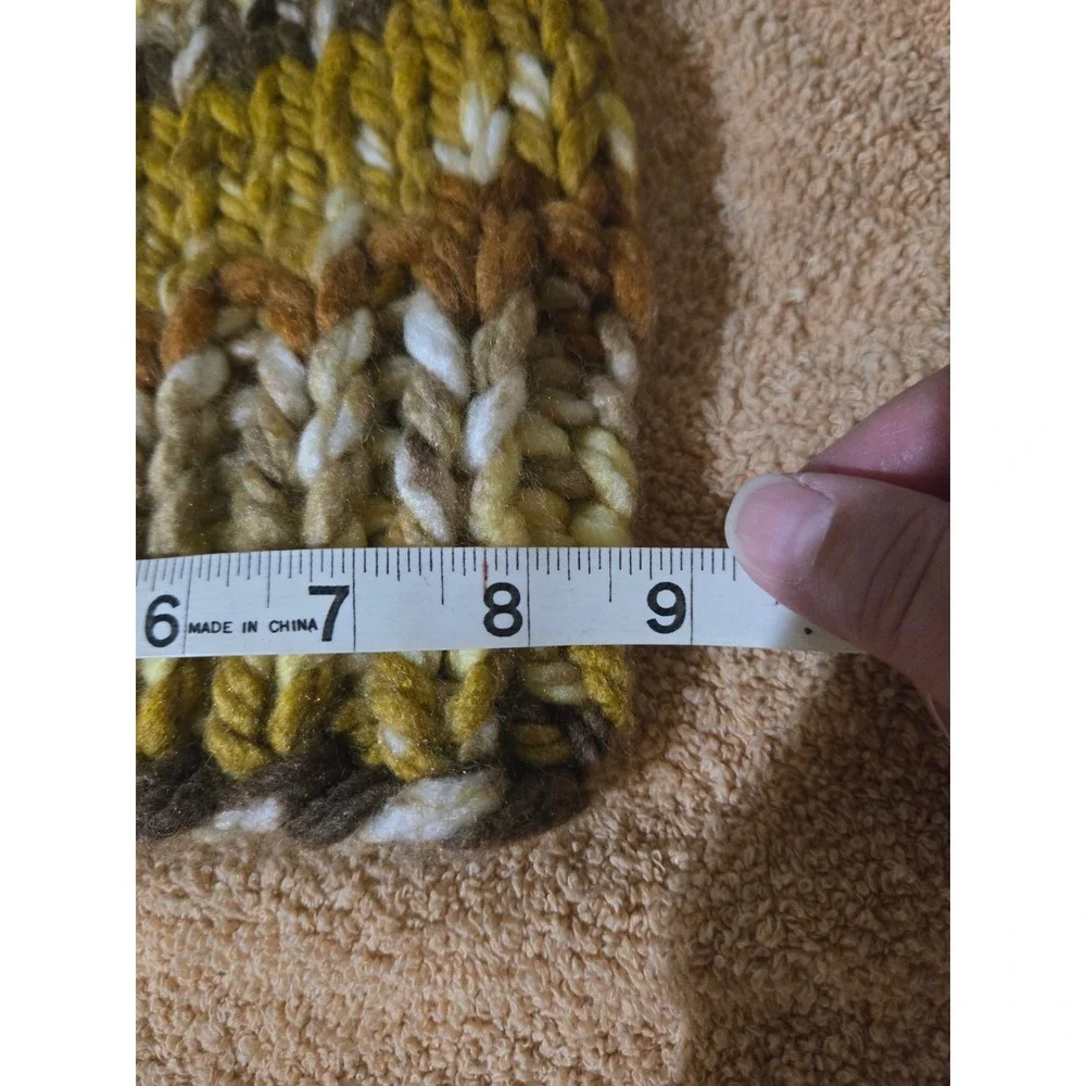 Mel's PDX Knits Adult Isaac Mizrahi Knit  Yellow Brown Wool Blend beanie